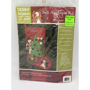 Debbie Mumm Felt Applique Kit Holiday Peppermint Penguins Stocking Discontinued